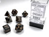 Show details for Chessex Opaque Poly 7 Set Black/Gold Picture of Chessex Opaque Poly 7 Set Black/Gold