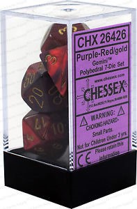 Picture of Chessex Gemini™ Polyhedral Purple-Red w/gold 7-Die Set