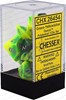 Show details for Chessex Gemini™ Polyhedral Green-Yellow w/silver 7-Die Set Picture of Chessex Gemini™ Polyhedral Green-Yellow w/silver 7-Die Set