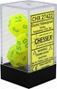 Show details for Chessex Vortex Electric Yellow w/green Picture of Chessex Vortex Electric Yellow w/green