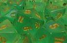 Picture of Chessex Borealis™ 12mm d6 Light Green/gold Dice Block™