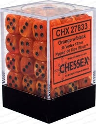 Picture of Chessex Vortex Dice™ 12mm d6 Orange/black Dice Block™