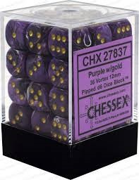 Picture of Chessex Vortex Dice™ 12mm d6 Purple/gold Dice Block™ 