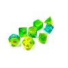 Picture of Poly 7 Set: Gemini Polyhedral Plasma Green-Teal/orange Luminary 7-Die Set Lab Dice