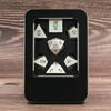 Show details for White with Rainbow Font Metal Dice Set Picture of White with Rainbow Font Metal Dice Set
