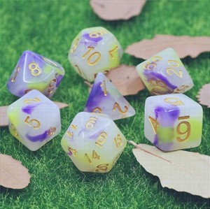 Picture of Opalescence (Purple+Yellow) Jade Dice Set