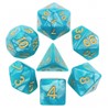 Picture of Pearl Lake Blue Golden Font Dice Set