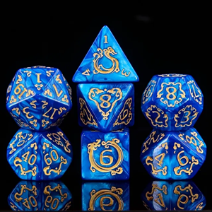 Picture of Blue Auspicious Clouds Dice Set