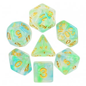 Picture of Green Blue Pearl Swirl Dice Set