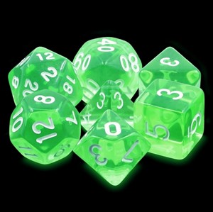Picture of Transparent Emerald Gem Dice Set