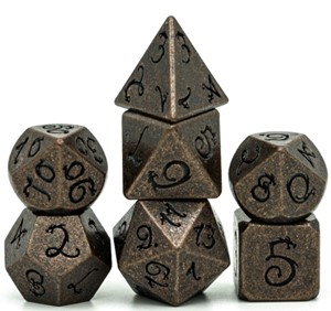 Picture of Copper Barrel Copper Ancient Dragon Font Metal Dice Set