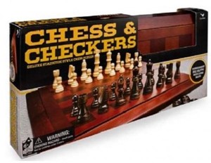 Picture of Classic Deluxe Wood Chess & Checkers Black & Gold