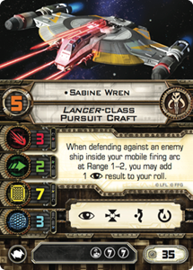 Picture of Sabine Wren (Lancer-class Pursuit Craft) Pilot (X-Wing 1.0)