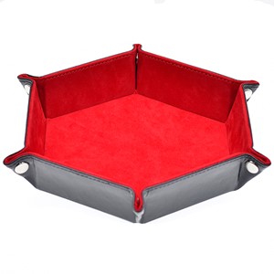 Picture of Red Velvet PU Leather Folding Hexagon Dice Tray