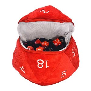 Picture of D20 Plush Dice Bag - Red & White